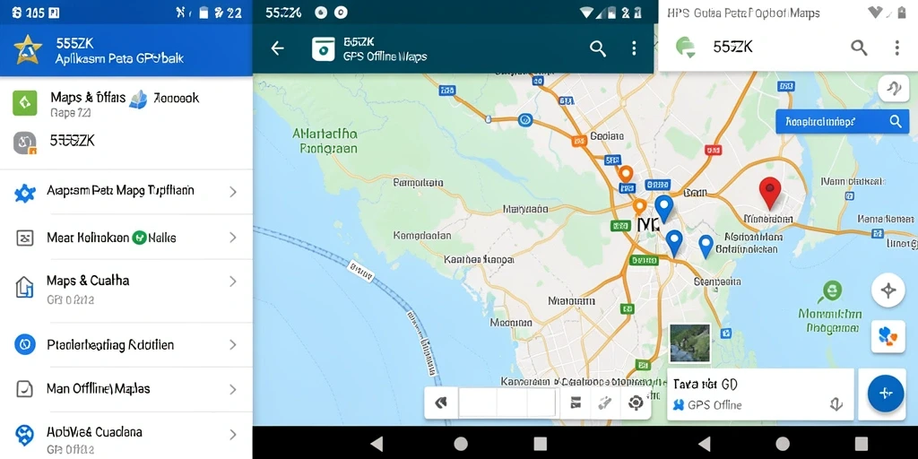 Antarmuka pengguna 555ZK untuk navigasi GPS offline.