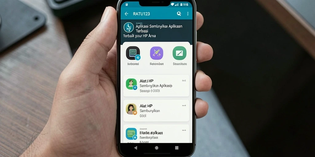 Interface RATU123 menampilkan fitur Sembunyikan Aplikasi yang dapat diakses dengan mudah.