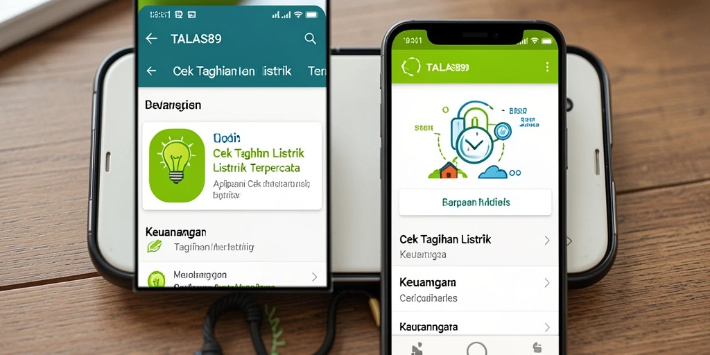 Tampilan antarmuka TALAS89 dengan fitur Cek Tagihan Listrik.