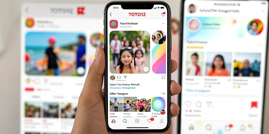 Antarmuka TOTO12 menampilkan pilihan filter foto yang menarik.