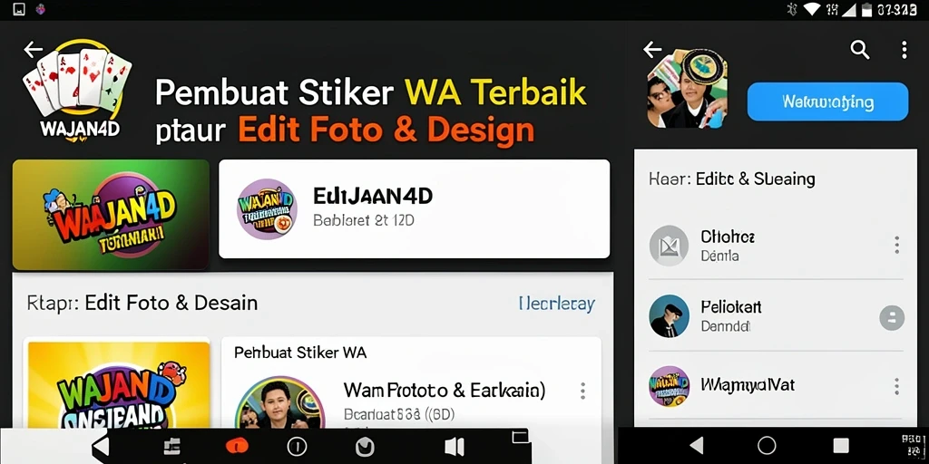 Antarmuka WAJAN4D untuk membuat stiker WhatsApp yang unik dan menarik.